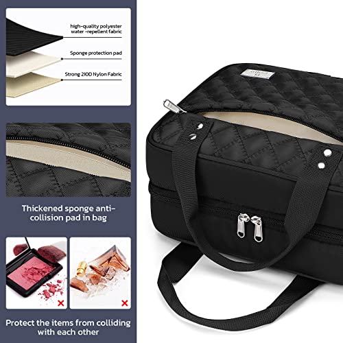 Estour Toiletry Bag For Women, Large Travel Makeup Bag Organizer With Detachable Mirror And Transparent Cosmetic Bag, Suitable For Travel Size Toiletries, Gifts For Women-Classic Black #TOP3