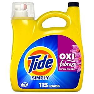 Tide Simply Oxi Boost + Febreze Odor Defense, 162 fl oz, 115 Loads, Tough on Stains and Odors, Febreze Sunny Breeze Scent