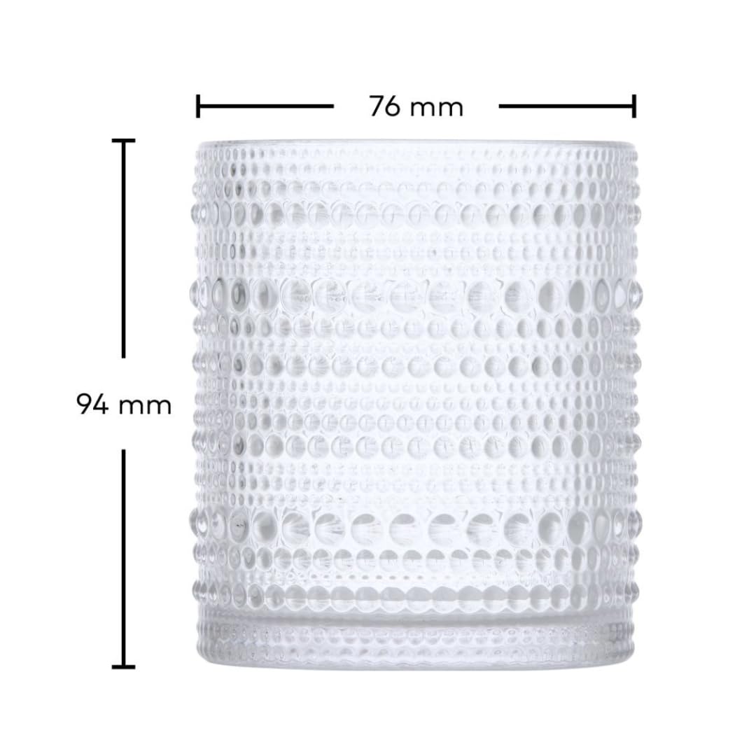Fortessa JUPITER 42 - Vaso bajo 300 ml | Transparente | Caja 6 unidades | 6 vasos bajos 300 ml transparente con relieve de vidrio perlado