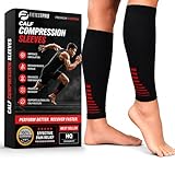 Fittest Pro Leg Compression Sleeve, Calf Support Sleeves Legs Pain Relief for Men and Women, Comfortable and Secure Footless Socks for Fitness, Running, and Shin Splints – Black, Large (One Pair)