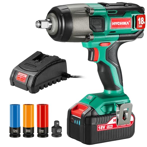 HYCHIKA 18V Cordless Impact Wrench, 350 Nm, 1/2-In Drive