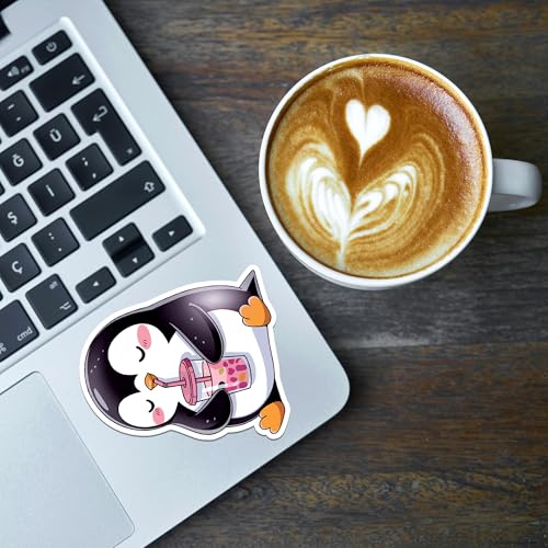 Image of Penguin Sticker 8 Pcs (Large Size) Vinyl Stickers Laptop Waterproof Decal for Car Bumper Water Bottle Notebook Luggage Window Funny Party Birthday Decorations - Size 4 Inches