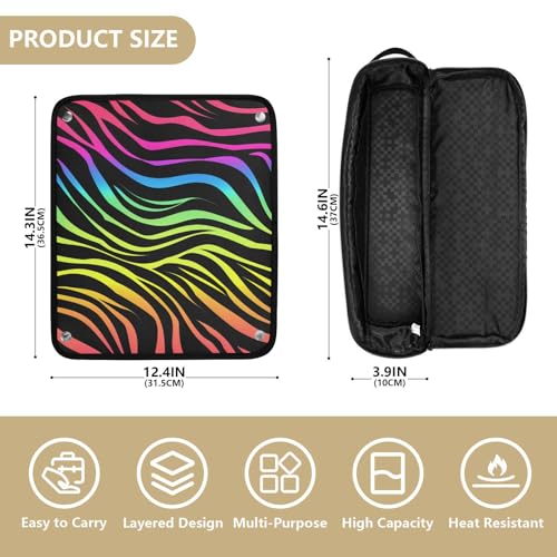 Organizador Portátil para Herramientas de Estilizado del Cabello con Estampado Abstracto Arcoíris y Cebra, con Alfombra Resistente al Calor para Planchas, Rizadores y Otros Accesorios miniatura 4