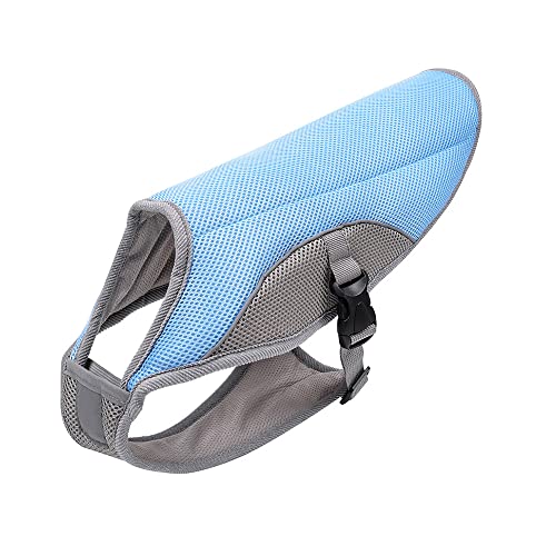 Leichtgewicht Hund Kühlweste,Mittelgroßen und großen Hunden Cooling Vest,Kühljacke,für Aktivitäten draußen, Wandern, Training,Hitzschlag bei Hunden vorbeugen blau M
