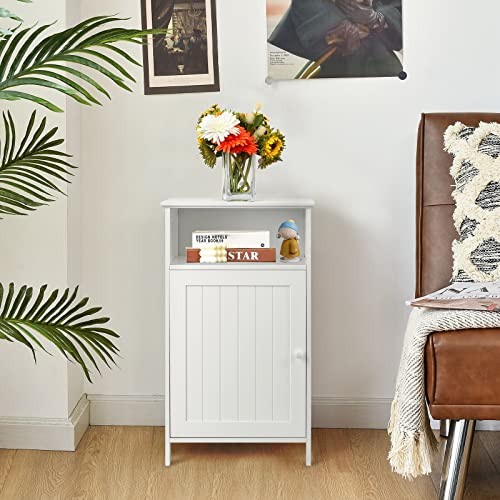 Safeplus Small Floor Storage Cabinet/Organizer with Drawer and Door, For Bathroom & Toilet, White