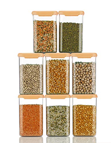 Image of Women's 1st Choice Unbreakable Plastic Containers Set (1200ml, Set of 8-Orange)