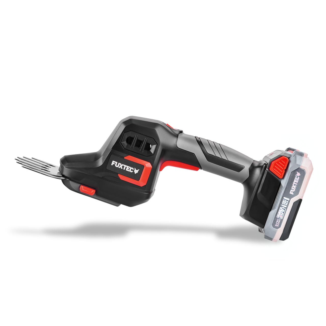 FUXTEC Tijeras de Podar a Batería 20V FX-E1HHS20 | Espada de 20 cm | Peso 0,67 kg | Incluye Accesorio Cortasetos y Cortabordes | Sin Batería ni Cargador