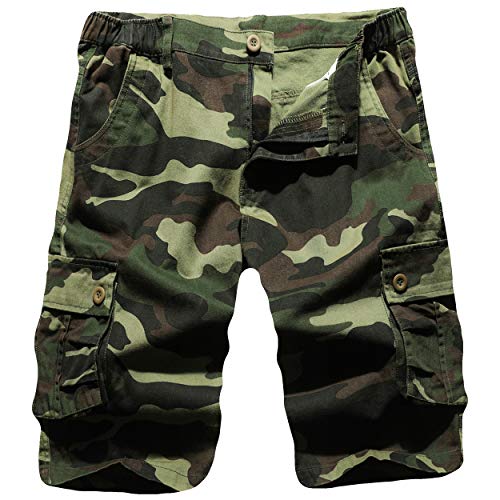 APTRO Men's Cargo Shorts Relaxed Fit Multi-Pockets Casual Shorts D03 Camo Green 36