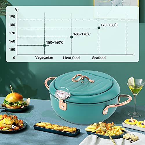 Fritteuse mit Öl mit Kaltzonen Technologie 2200ml Edelstahl Japanischen Stil Tempura Fritteusen mit Thermometer und Öl Abtropfgestell Klein Fryer für Pommes Frites, Fisch und Knuspriges Fleisch – Bild 5