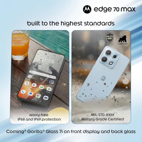 Image of Motorola Edge 70 Max 5G, Pantone Ice Melt, 12GB RAM, 256GB Storage | 6.8 Inch Quad HD+ pOLED Display, Snapdragon 8 Gen 5 Processor, 50MP AI OIS Main + 8MP Ultra-Wide Camera