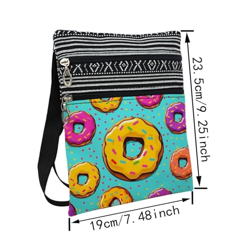 Colorful Donut Messenger Bag Small Ethnic Pattern Printed Adjustable Strap Crossbody Zipper Bag Colorful Donut Phone Bag Wallet Cute Shoulder Handbag for Women Friends2