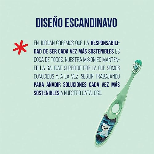 Miniatura 6 de Jordan ® | Step 2 | Cepillo de dientes para niños de 3 a 5 años | Cerdas blandas, mango doble ergonómico y libre de BPA | Color azul y verde | Pack 4 unidades