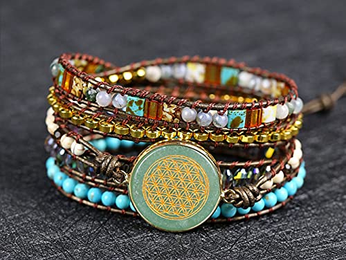 Image of Boho Stone Wrap Bracelet for Women,Turquoise Beaded Bracelet Jewelry Gift