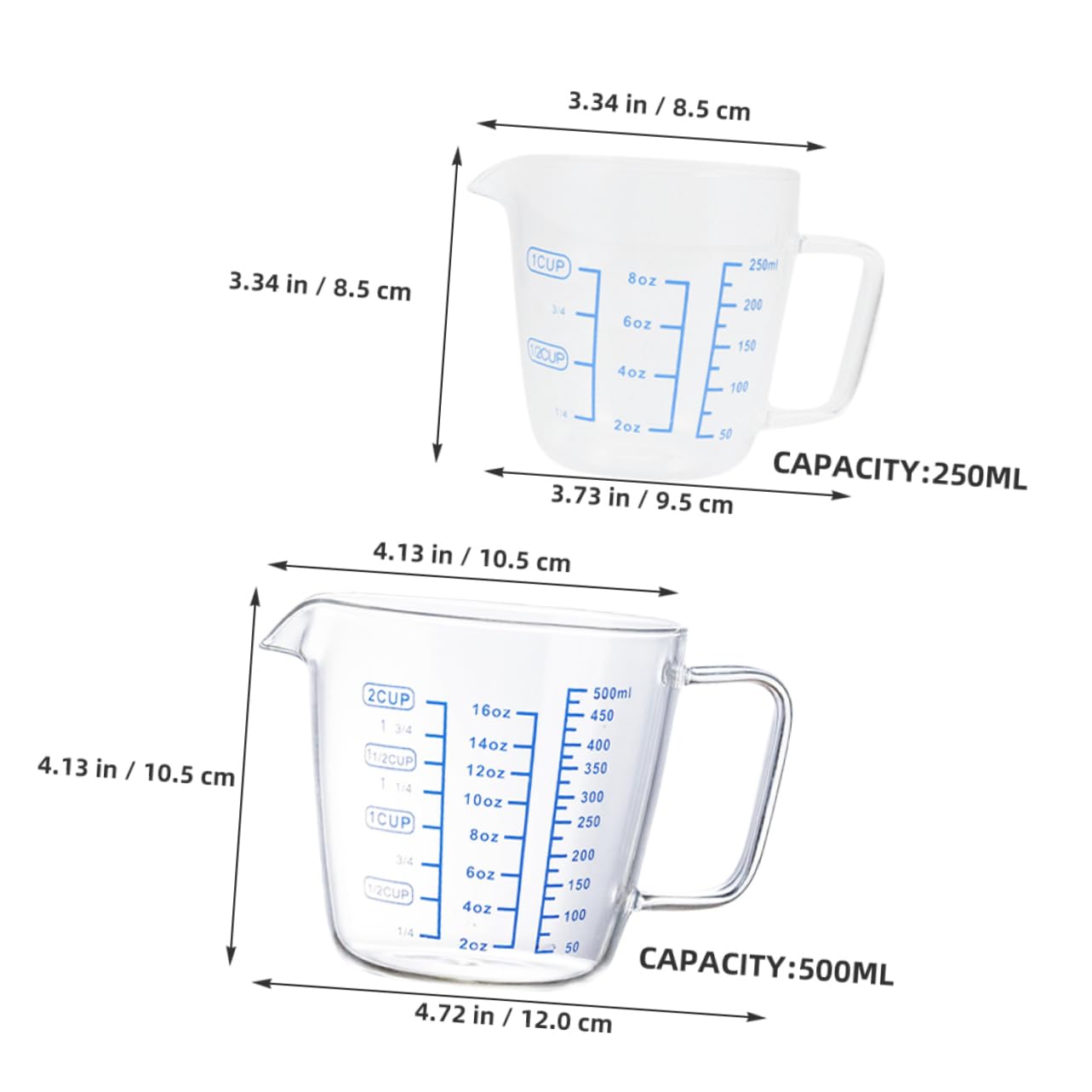 3 Pièces Tasses à Mesurer Verre Verre Borosilicaté avec Graduation pour Mesurer et Espresso et Pratique