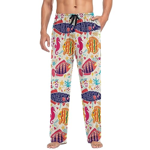 Men's Pajama Pants Straight Trouser Sleep Lounge Pants Sleepwear with Pockets