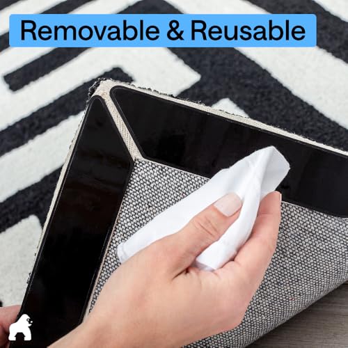 Image of GORILLA GRIP Rug Gripper Pads, Extra Long Reusable Double-Sided Adhesives Keep Area Rugs Corners Flat, Grips Hardwood, Tile and Laminate Floors, Renter Friendly, Holds Down Carpet in Place, 8 Pcs