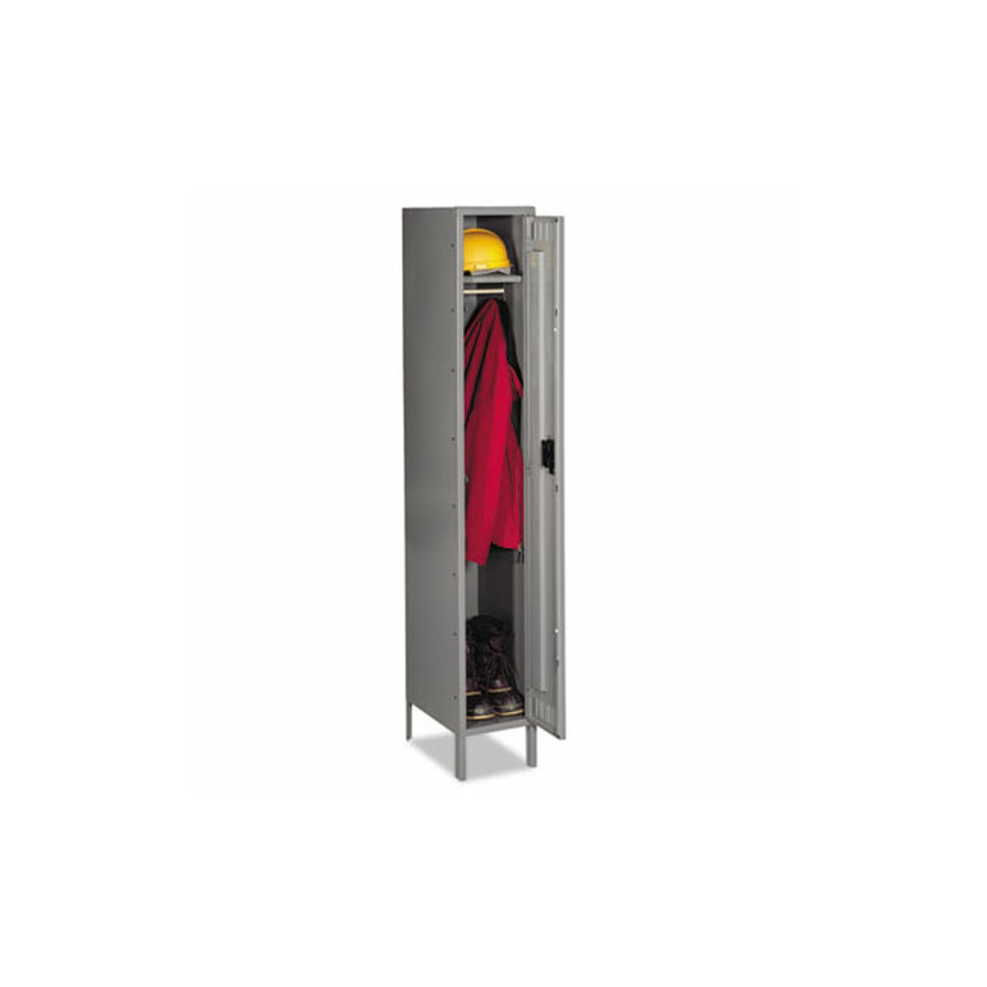 Tennsco Single-Tier Locker with Legs, One Locker with Hat Shelf and Coat Rod, 12w x 18d x 78h, Medium Gray