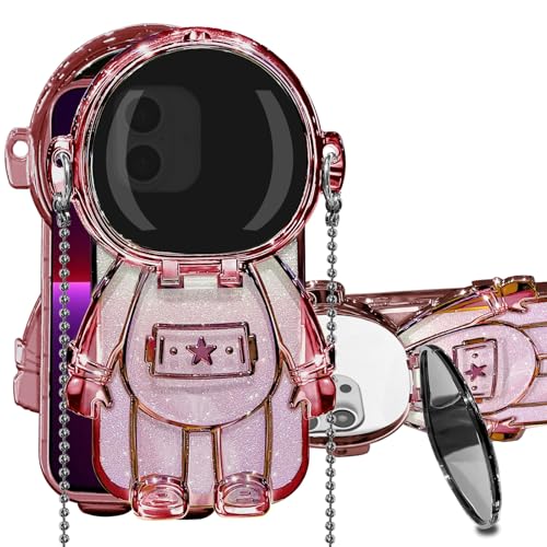 Coque iPhone 16 antichoc rose pour éviter les chutes avec sangle épaule et miroir de poche