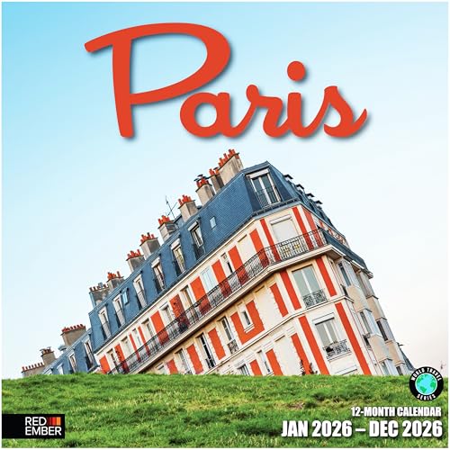 RED EMBER Paris France 2026 Wall Calendar 12 Month |