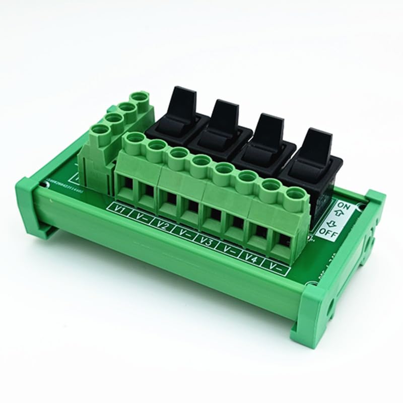 DIN Rail Mount 4 Channel Paddle Switch Power Distribution Strip Module.