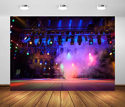 BELECO 7x5ft Fabric Music Concert Stage Backdrop for Photography Stage Spotlights Music Night Band Live Shows Rock Music Festivals Carnival Background Music Theme Party Decorations Photo Props