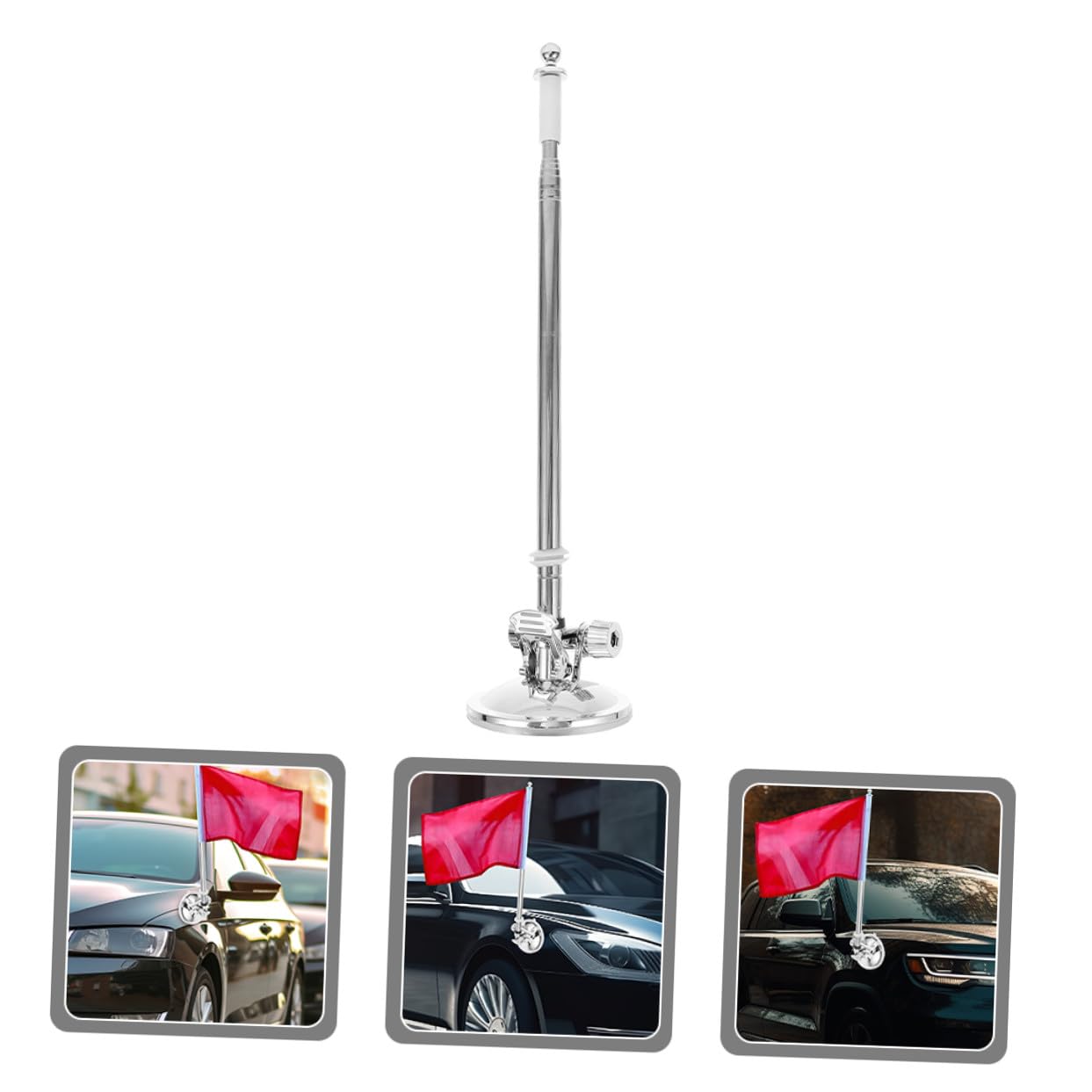 Soporte Mástil Bandera Para Coche - Con Ventosa, Acero Inoxidable, Estable Para Banderas Pequeñas