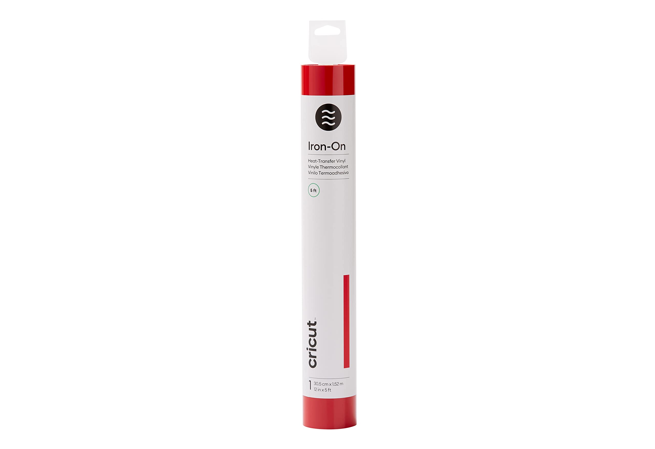 Cricut Iron-On | Red | 1.5m (5ft) | Heat Transfer Vinyl Roll (HTV) | for use with All Cricut Cutting Machines