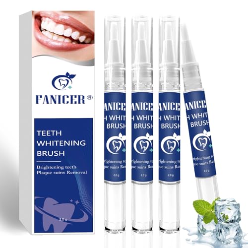 4 Unidades Bolígrafo Blanqueador de Dientes, Blanqueadores de Dientes Gel, Profesional Blanqueamiento Dental, Sabor a Menta Teeth Whitening Pen, Eliminar Manchas, Resultados Rápidos