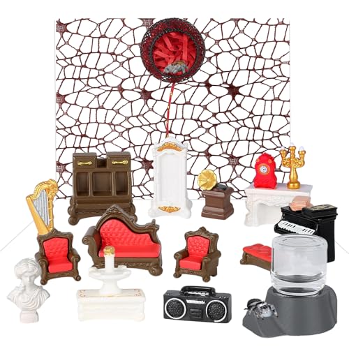 kkaririzhhi Jumping Spider Enclosure Accessories Kit with Hide Habitat, Water Dispenser, Enclosure Decor for Pet Spider (Classical Art Style)
