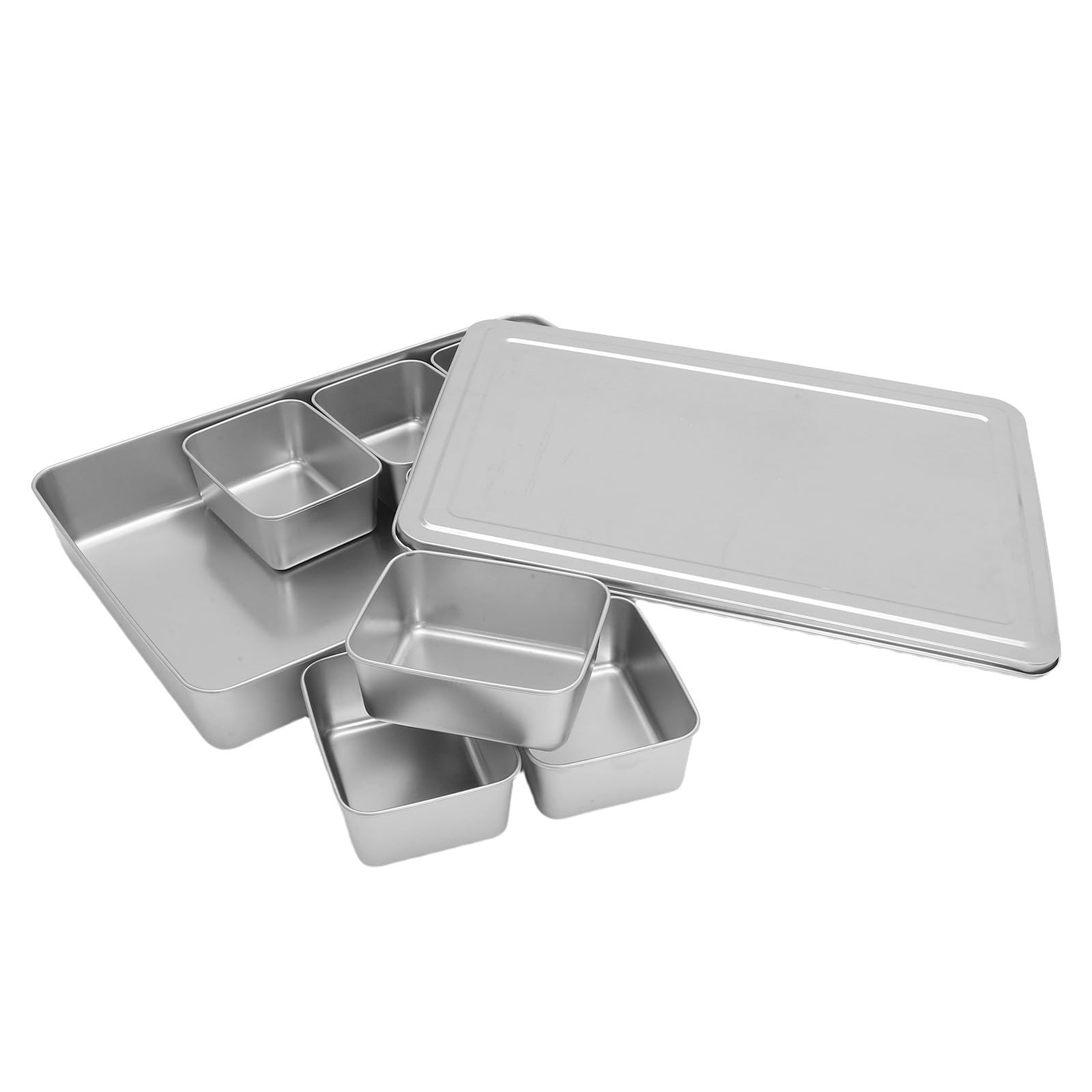 Gewürzbehälter 8 Fächer aus Edelstahl mit Deckel für Küche | Silberne Box, Herausnehmbare Einsätze, für Pfeffer und Getrocknete Früchte