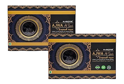 Image of MARKSTOR Ajwa Al-Saudi - Finest Original Ajwa Dates 1Kg Pack (Khajoor /Khajur) Of Madina, Saudi Arabia - 500 Grams X 2 Boxes, Fresh