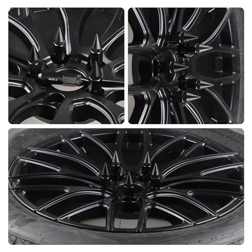Image of SINGARO 20PCS M14X1.5 Wheel Lug Nuts, Cap Spiked Extended Tuner 60mm Aluminum Wheels Rims Lug Nuts (Black)