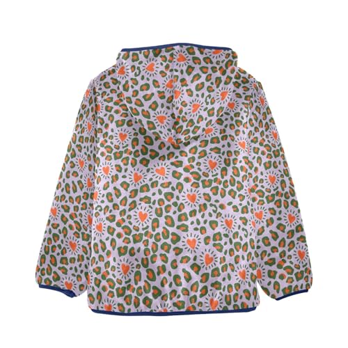 Leopard Print Heart Toddler Fleece Jacket Baby Boys Hooded Zipper Long Sleeve Thick Warm Outerwear 3-10 Years2