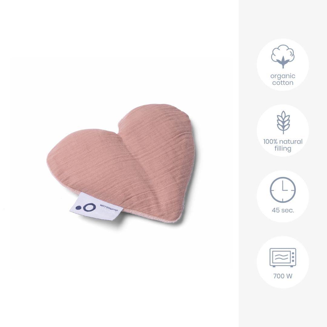 doomoo Bolsa térmica para bebé Snoogy Love Pink - Anticólicos - Corazón térmico - Semillas de colza y lavanda - Uso caliente o frío - Funda lavable - Desde el nacimiento