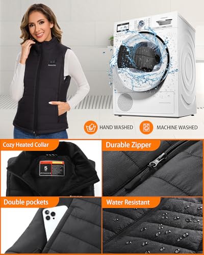 Women’s Heated Vest with 16000mAh Battery Pack Included, Rechargeable Heated Vest for Women, Lightweight Quilted3