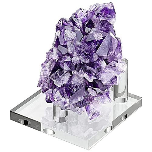 Joberio Soporte para Roca acrílica, Expositor Transparente para Cristales, Soporte de Soportes para Clavijas Base para muestras de minerales para exposiciones de ferias, escaparates, museos