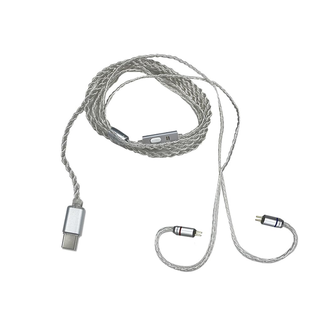 ND D7 4 Strand Silver Plated Cable for IEM 0.78mm 2Pin Connector Replacement HD Microphone In Ear Monitor Upgrade Cable with Type C Plug, Improve Sound Quality IEM (0.78mm 2Pin)