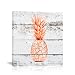 K-Road Pineapple Canvas Prints Framed Wall Art Vintage Picture Painting Wood Texture Room Decor 12 x 12in (Rose Gold)