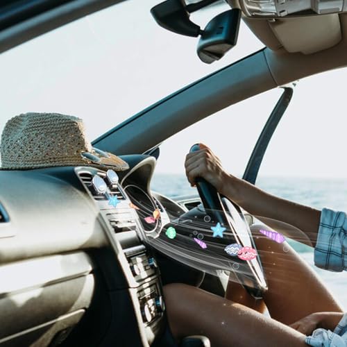 Image of ORIESSE 2pcs Seashell Air Vent Clips Car Air Freshener Scallop Beach Ocean Themed Car Interior Decor for Women Light Blue Car Accessories Refillable Diffuser
