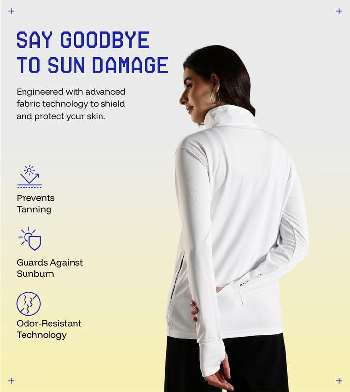 Image of BLUE TYGA SUNSCREEN JACKET Women's Travel Nylon Solid Plain Sports Summer Gym Workout Running Travel Trekking and Sunscreen Jacket for Women Nylon Winter Casual Wear