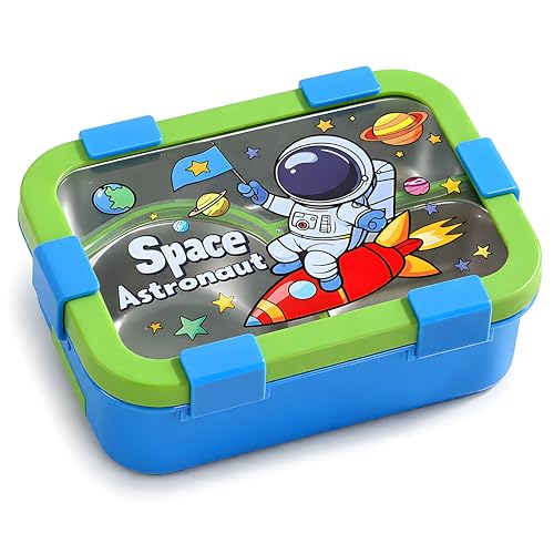 Image of Kids Tiffin Box Stainless Steel Lunch Box for School Boys & Girls | Leakproof Bento Lunch Box with 3 Compartments | Food Grade 304 Steel | Lunch Box for Kids School, Snacks & Office Use 650ML