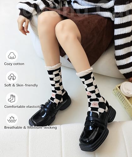 Image of IIG Women's Fashion Cute Cotton Socks Novelty Funny Above Ankle Crew Socks Holiday Gifts for Women 4 /5 Pairs