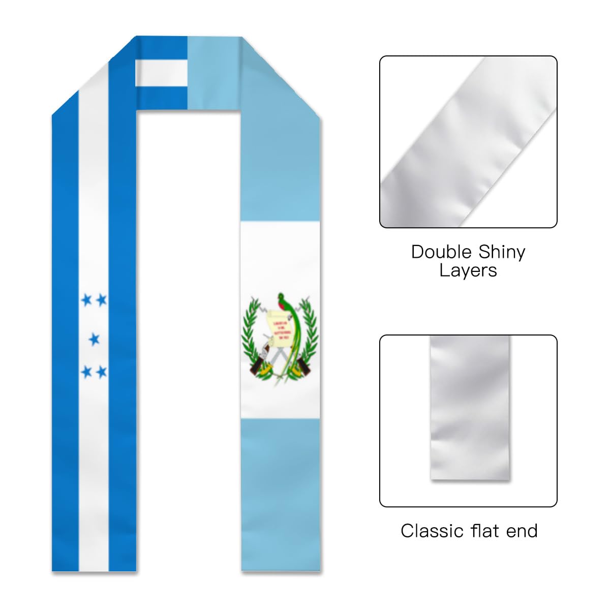 Honduras Hondurans Guatemala Guatemalan Flag Graduation Stole Scarf Shawl Sash for Men Women Abroad Student International Study Class of 2024/2025 Graduate Gift Unisex 72 inches Length