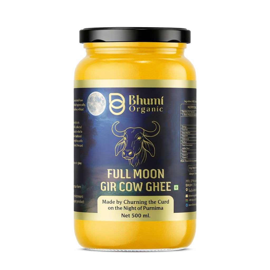 Bhumi Organic A2 Full Moon Cultured Desi Gir Cow Ghee -500 ML