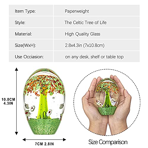Qfkris The Celtic Tree Of Life Glass Paperweight Hand Blown Art Glass Figurines Collectibles Desk Ornament Table Decor thumb #1
