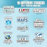 10pcs Geography Sticker Sheet, Educational and Cute Vinyl Decals for Geography Lovers, Teachers, World Travelers, Waterproof, UV-Resistant, for Laptop, Water Bottle, Journal, Notebook, Phone Case