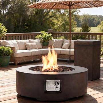 round fire pit with propane tank inside