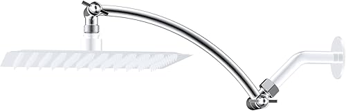 Miniatura 10 de Hibbent Brazo de extensión de cabezal de ducha todo metal de 16 pulgadas, latón macizo, extensor de brazo de ducha ajustable en altura y ángulo