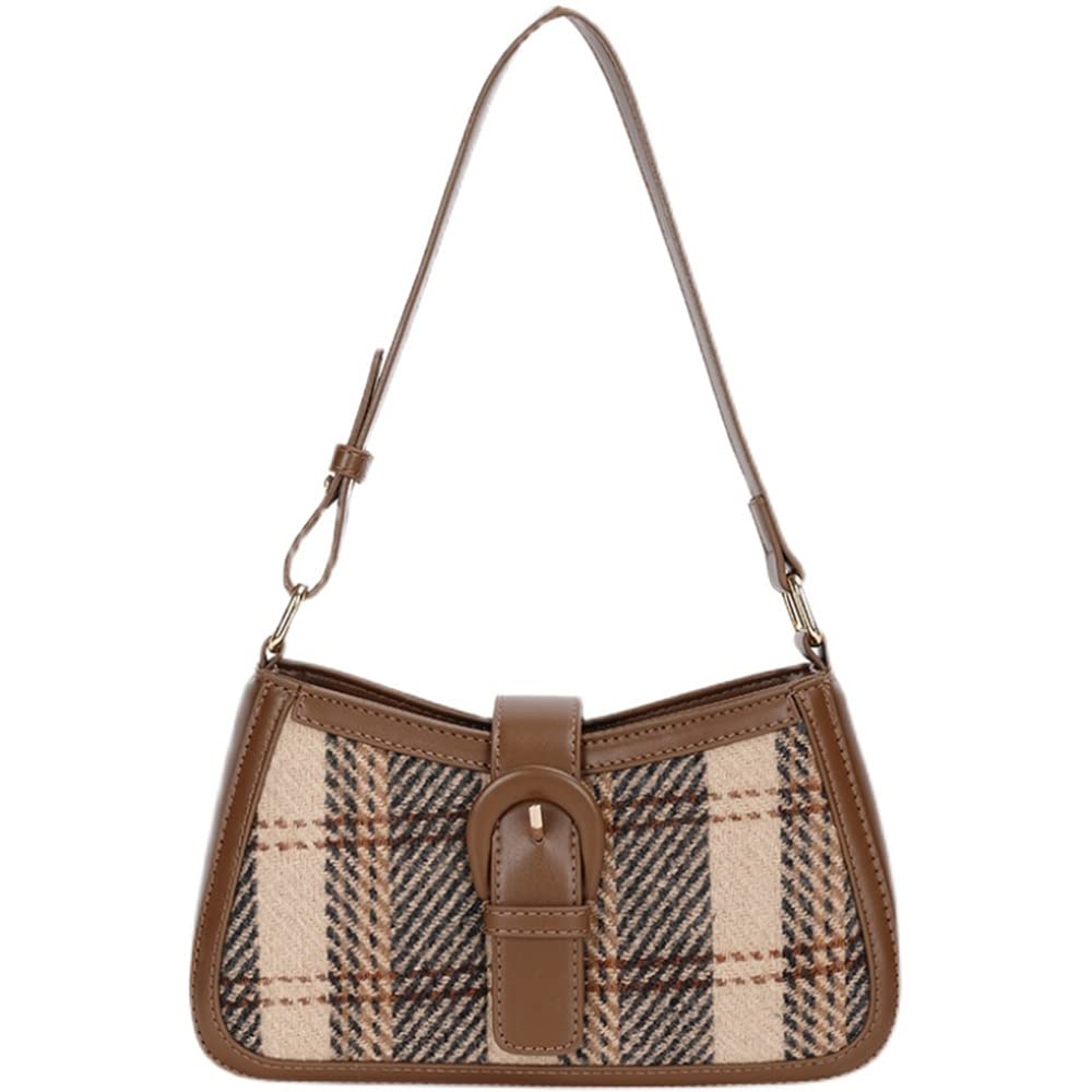 RTGGSEL Star Houndstooth Checkered Pattern Shoulder Bags for Women Crescent Crossbody Hobo Handbag Y2K Underarm Purse