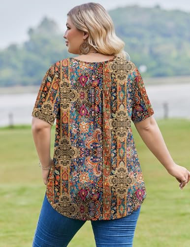 Image of IN'VOLAND Plus Size Tops for Women Short Sleeve Shirts Dressy Casual Tunics